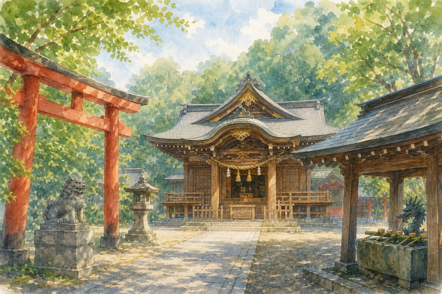 神社でお参りするところの名前は「拝殿（はいでん）」です