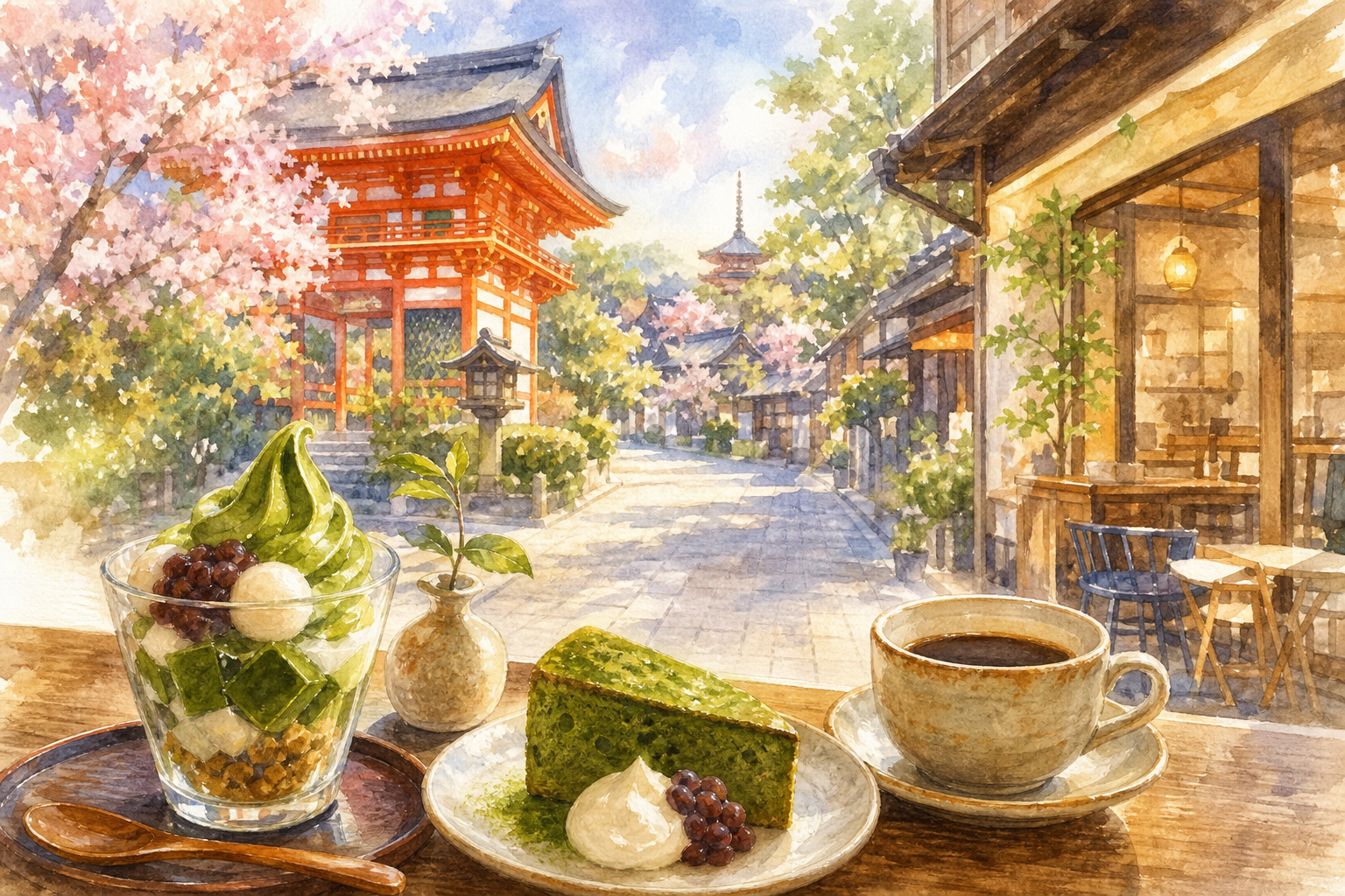 八坂神社周辺にはカフェが豊富で、観光ルートに合わせて選べます