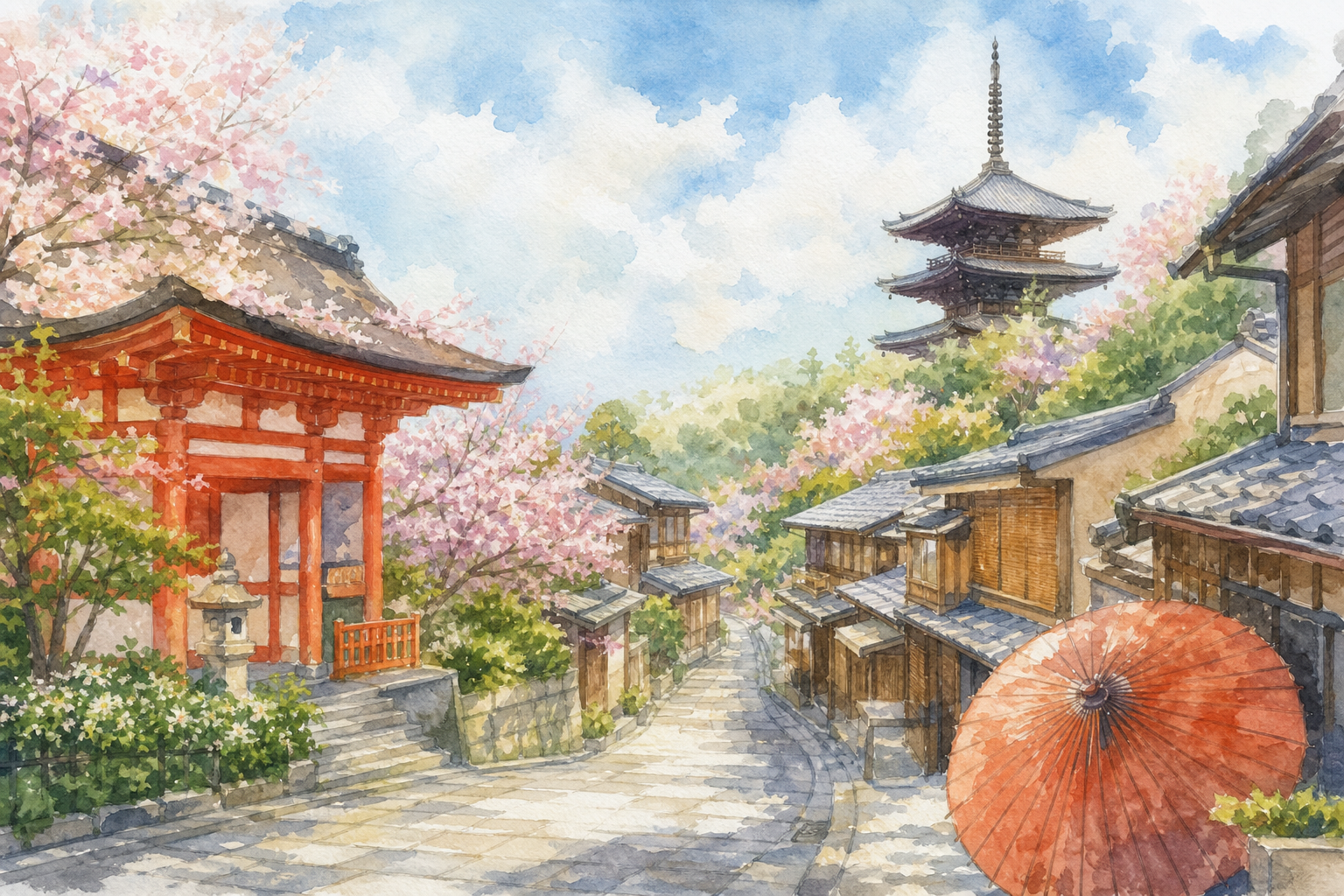 八坂神社から清水寺は徒歩で十分楽しめる距離です